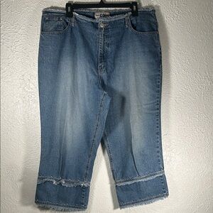 True Blue Plus Casual Sportswear Capris Frayed Rivet Capris 18W